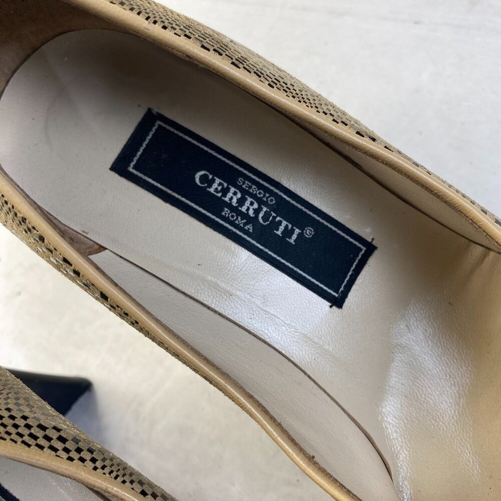 Sergio Cerruti Roma Womens Gold Leather Square Toe Heels,Size 41,Preppy - Picture 12 of 13